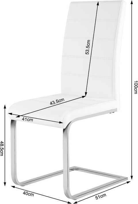 Rootz Eetkamerstoelen Set van 2 - Schommelstoel - Stoelen met hoge rugleuning - Wit kunstleer - Stabiel, Ergonomisch, Vloervriendelijk - 41 cm x 100 cm x 55,5 cm