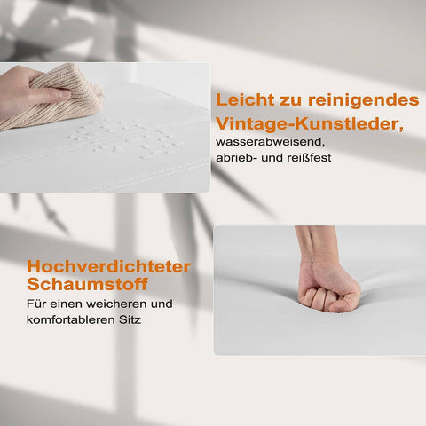 Rootz Dining Room Chairs Set of 2 - Swing Chair - High Backrest Chairs - White Faux Leather - Stable, Ergonomic, Floor-Friendly - 41cm x 100cm x 55.5cm