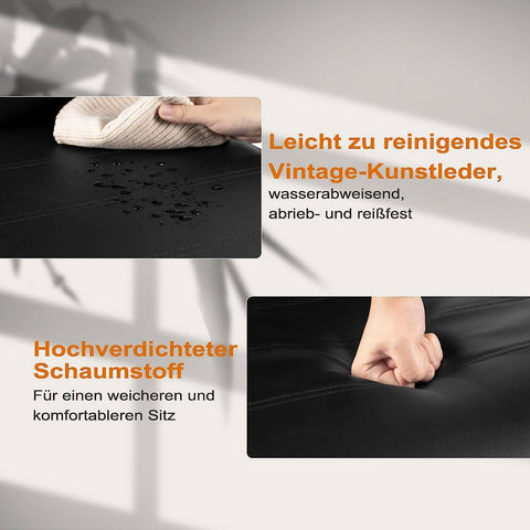 Rootz Dining Room Chairs Set of 2 - Swing Chair - High Backrest Chairs - Black Faux Leather - Stable & Secure - Ergonomic Comfort - Floor-Friendly Design - 41cm x 100cm x 55.5cm