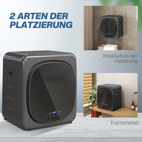 Rootz Compact Grey Tumble Dryer - Clothes Dryer - UV Disinfection - 4 Kg Capacity - 48cm x 40cm x 56cm - Quick Deodorization Under 30min