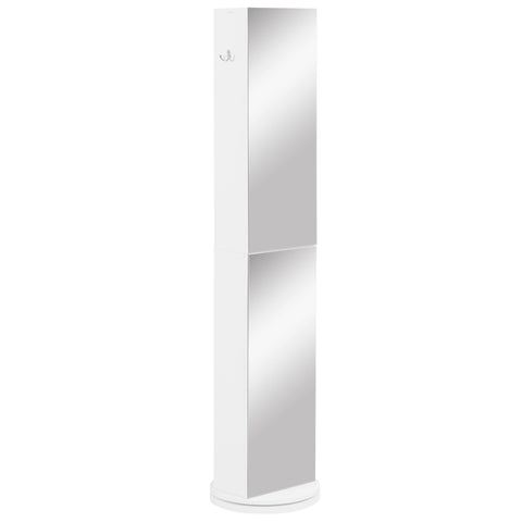 Rootz Bathroom Cabinet - Pivotant Mirror Cabinet - Rotating Storage Unit - 6 Shelves, Elegant Design - 36 x 36 x 171 cm - Durable Chipboard Construction
