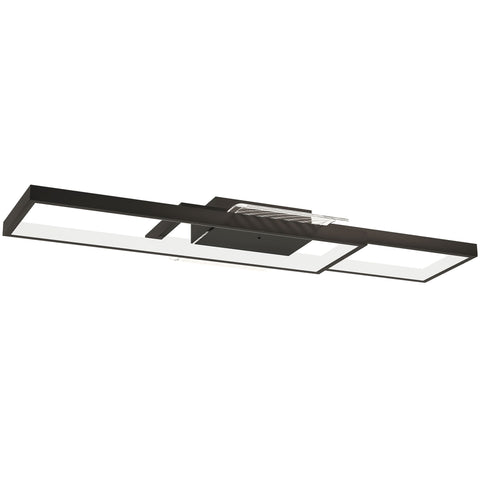 Rootz LED Ceiling Light – Modern Dimmable Panel, Flush Mount Fixture, Remote & Wall Switch, Adjustable Brightness, 70x30x7cm, Black