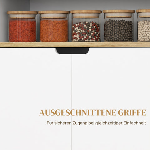 Rootz Rolling Kitchen Trolley - Mobile Cart - Kitchen Island - Adjustable Shelves - Ample Storage - 80x40x82 cm - White-Brown