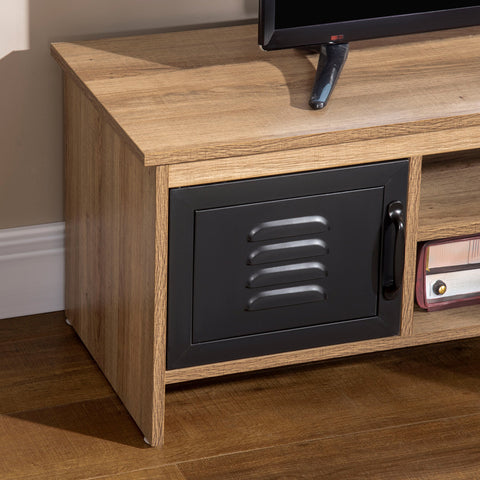 Rootz Industrial TV Bench - TV Furniture - Lowboard with Storage - Elegant Wood & Metal - 109cm x 35cm x 38cm