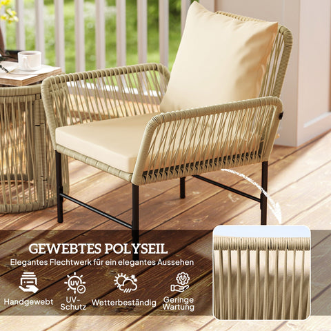 Rootz Poly Rattan Garden Furniture Set - Balcony Furniture - Outdoor Seating - Weather Resistant - 80cm x 74cm x 79cm