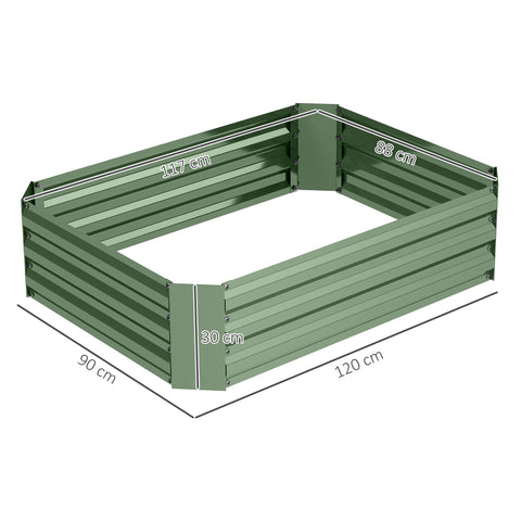 Rootz Raised Garden Bed - Plant Box - Flower Box - Galvanized Steel - Rust Protection - 120cm x 90cm x 30cm - Green