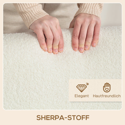 Rootz Armchair with Backrest - Lounge Chair - Padded Sherpa Chair - Cozy & Comfortable - 74.5cm x 78cm - White