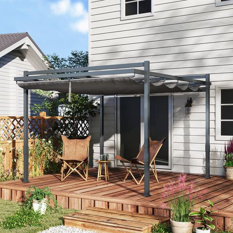 Rootz Pergola Pavilion - Aluminum Canopy - Garden Shelter - UPF50+ UV Protection - Grey - 3.5x3m - 245H cm Adjustable Sliding Roof