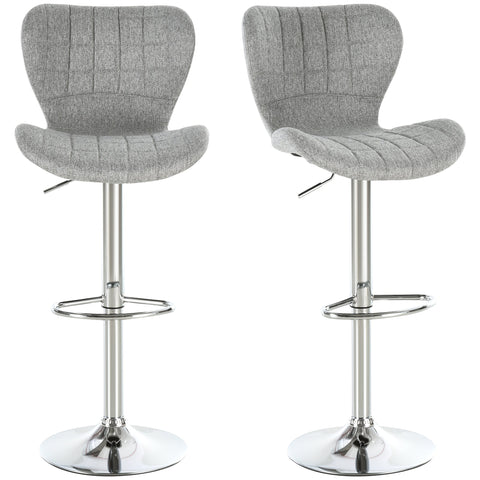 Rootz Set of 2 Bar Stools - Adjustable Height Stools - 360° Rotatable Chairs - Ergonomic Support - 47cm x 51.5cm x 89.5-111.5cm
