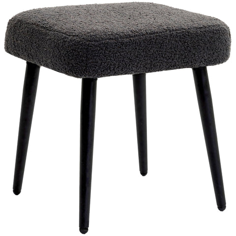 Rootz Stool - Footrest - Ottoman - Cashmere-Look Fabric - Accent Chair - 42cm x 42cm x 47cm - Dark Gray - Steel Legs - 10cm Cushion