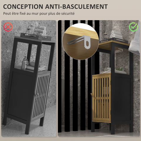 Rootz Bamboo Bathroom Cabinet - Storage Organizer - Bathroom Cupboard - Extra Space - 32 x 30 x 90.5 cm