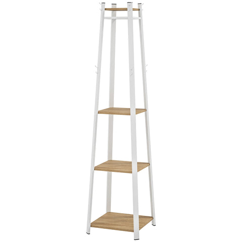 Rootz Clothes Rack - Coat Stand - Wardrobe Organizer - Space Saving - White and Brown- 42cm x 42cm x 170cm