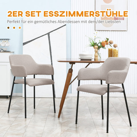 Rootz 2 Piece Dining Chair Set - Kitchen Chair - Reading Chair - Linen-Look Fabric - Stable Base - 54cm x 54cm x 84cm