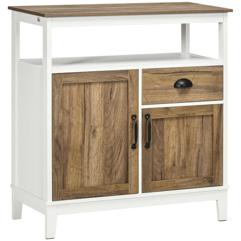 Rootz Buffet Kitchen Storage Furniture - Cupboard - Console Table - Adjustable Shelves - 76.6 x 35 x 81.5 cm  Brown & White