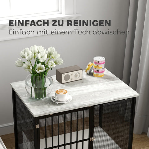 Rootz Dog Crate - Pet Kennel - Puppy Enclosure - Comfortable Mat - Lockable Door - Steel Grille - Easy to Clean Tray - Gray+Black - 80cm x 55cm x 71cm