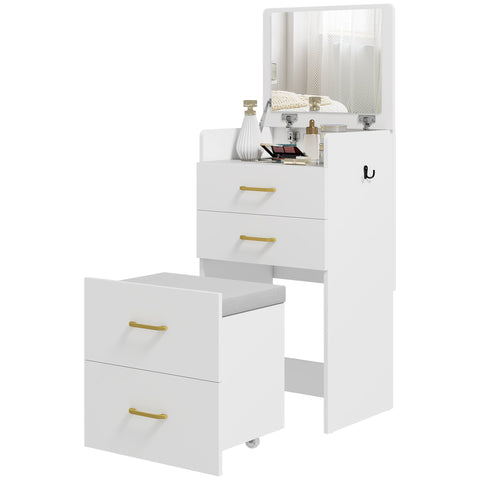 Rootz 3-in-1 Make-up Table Set - Vanity Table - Bedside Table - Ample Storage - 48cm x 40cm x 90cm