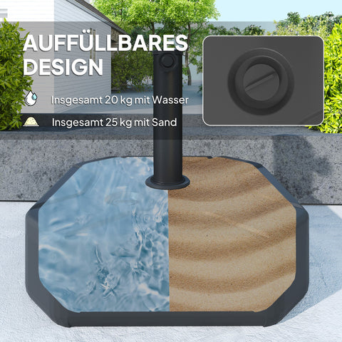 Rootz Parasol Stand - Umbrella Holder - Fillable Base - Reliable Stability - 45cm x 45cm x 25cm