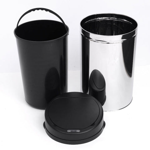 Rootz Stainless Steel Automatic Sensor Rubbish Bin - Touchless Trash Can - Motion Sensor Bin - Hygienic - Convenient - Stylish - Ø30.5 x H51.5 cm