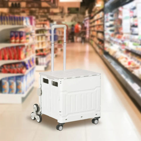 Rootz Winkeltrolley - Trapklimmer - Opvouwbaar - Telescopisch handvat - Draagvermogen tot 65 kilo - Wit - 52B x 48D x 100H cm