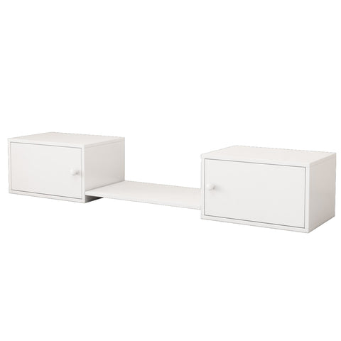 Rootz Shoe Cabinet - Shoe Changing Bench - Storage Bench - High-Quality Materials - 189×40×34.5 cm - Durable & Stylish White Finish