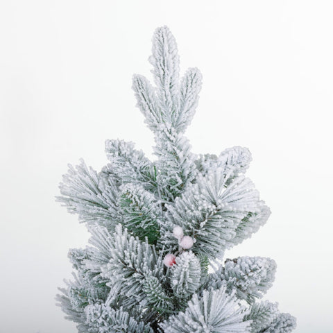 Rootz 2 Piece 90cm Christmas Tree Set - LED Lights - Artificial Snow - Red Berries and Pine Cones - Battery Operated - 55cm x 90cm