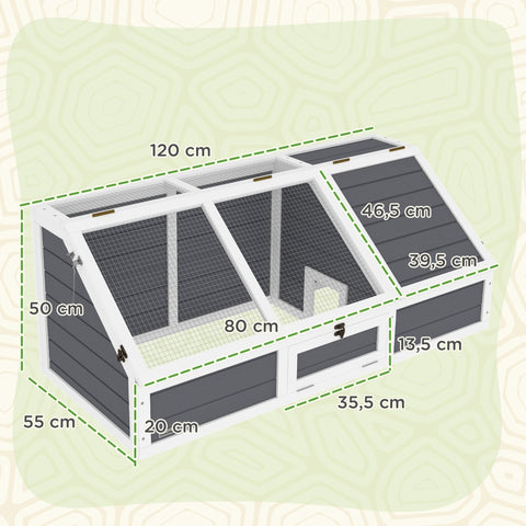 Rootz Turtle Box Outdoor Enclosure - Turtle House - Reptile Habitat - Easy Access - 120x55x20/50cm