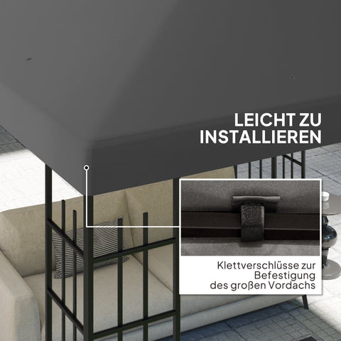 Rootz 3x3m Replacement Gazebo Tarpaulin - Pavilion Roof - Gazebo Canopy - UPF30+ Protection - 298cm x 298cm - Water Drain Holes