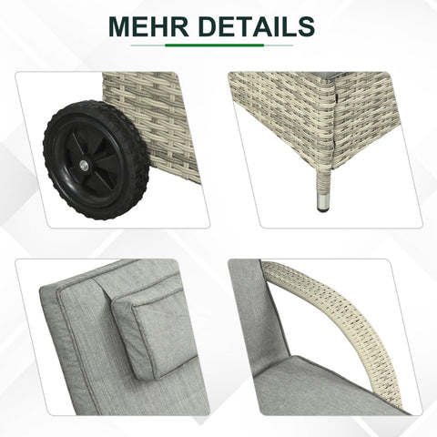 Rootz 3-delige set ligstoel - tuinligstoel - tuinmeubilair - weerbestendig - verstelbaar comfort - gemakkelijke mobiliteit - ligstoel: 200 cm x 73 cm x (30-103) cm, tafel: 40 cm x 40 cm x 40 cm