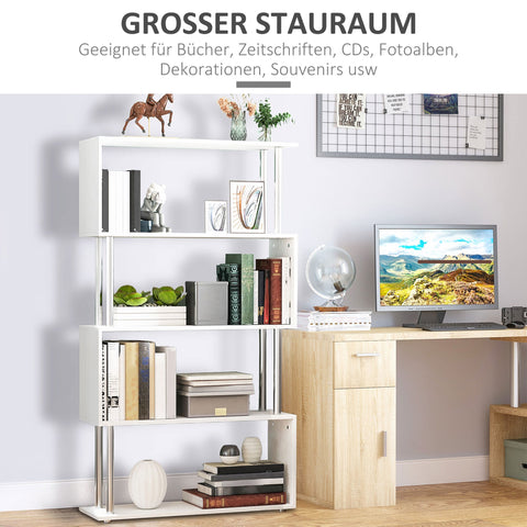 Rootz Standing Shelf 4 Compartments - Room Divider - Wall Shelf - Space-Saving - 80x30x145 cm
