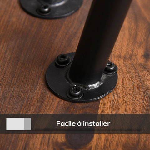 Rootz 2 Piece Art Deco Coffee Tables - Couch Tables - Elegant Decor - Sloping Black Metal Legs, Golden Ends - 96x50x40.5cm & Ø50x45cm