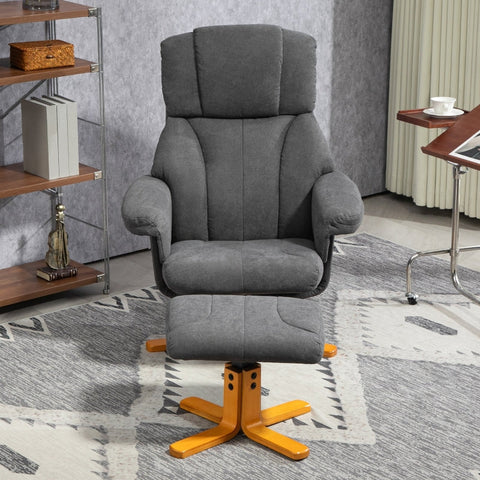 Rootz Luxury Recliner with Stool - Relax Chair - Adjustable Lounge Chair - 130° Recline - 79x80x104cm Chair, 48x42x39cm Footstool