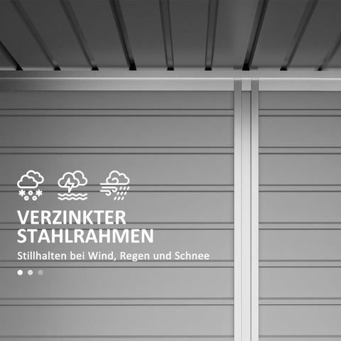 Rootz Steel Garden Shed - Tool Storage - Outdoor Cabinet - Galvanized Steel - Secure & Organize - Weather Resistant - Easy Assembly - 249cm x 121cm x 166/183cm