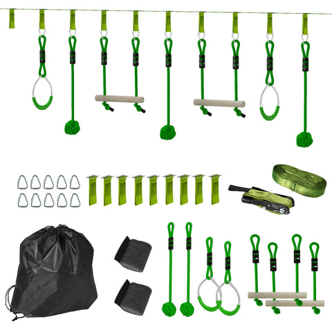 Rootz 3 Zipline Kits - Children's Cable Car Set - Adventure Kit - Strength & Coordination Boost - Fir Wood, Plastic - 1000L x 5B x 0.18T cm