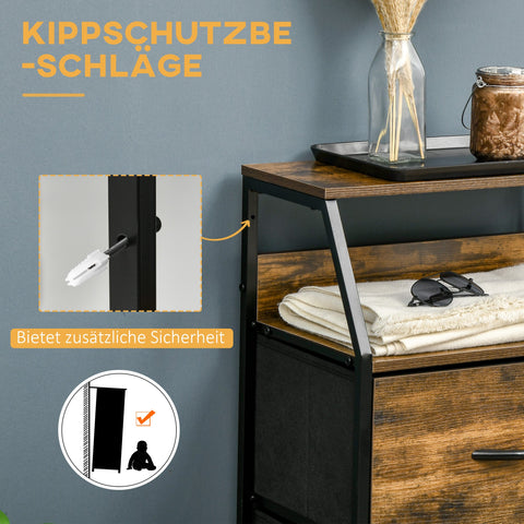 Rootz Storage Cabinet - Fabric Drawers - MDF Shelves - Steel Frame - Adjustable Feet - 44x29x92 cm