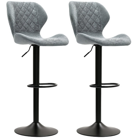 Rootz Set of 2 Bar Chairs - Kitchen Stools - Adjustable Height Stools - Maximum Comfort - 48x51.5x91-112cm