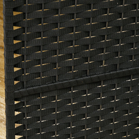 Rootz 6-Part Room Separator - Foldable Privacy Screen - Black Partition - Durable Polypropylene - 240cm x 1.6cm x 170cm