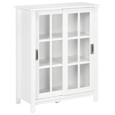 Rootz Showcase with 3 Shelves - Sideboard - Hallway Console - Versatile Storage - Modern Design - Secure and Stable - 80cm x 35cm x 100cm - MDF and Tempered Glass