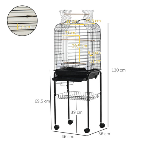 Rootz Bird Cage Explanies - Bird Aviary - Pet Enclosure - Rollable Design - 46 x 36 x 130 cm