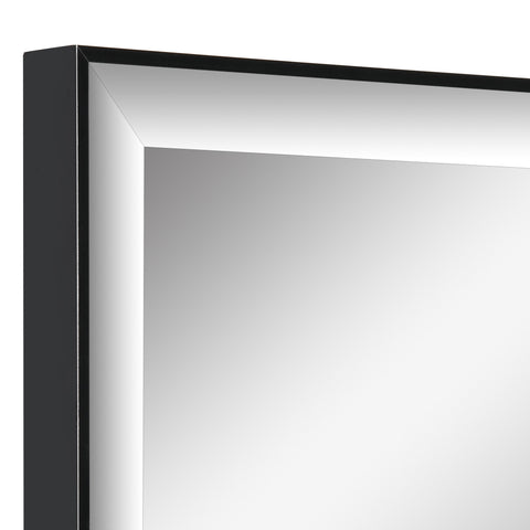 Rootz Wall Mirror - Large Black Mirror - Shatterproof Reflective Surface - Safety Film - 120L x 35W cm - Aluminum Alloy Frame