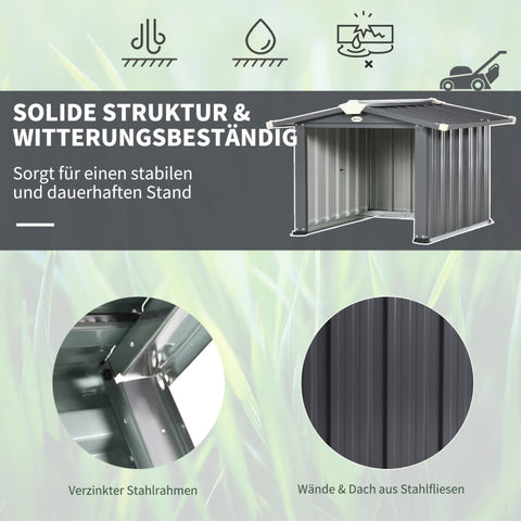 Rootz Garage for Robot Lawnmowers - Canopy Shelter - Protective Cover - Maximum Stability - Optimal Rainwater Drainage - Good Air Circulation - 88cm x 89cm x 63cm - Galvanized Stainless Steel - Black