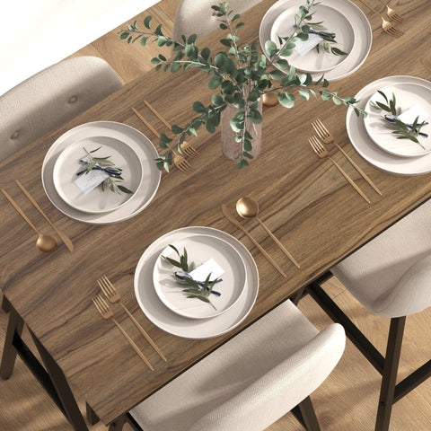 Rootz 5 Piece Bar Table Set - Dining Set - Counter Height Table & Chairs - Industrial Style - Compact Design - Beige - 120cm x 60cm x 91cm