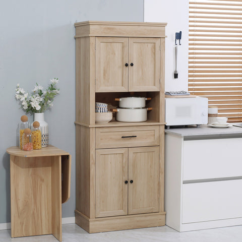 Rootz Kitchen Buffet Cabinet - Versatile Storage - Brown Cupboard - Sophisticated Note - MDF, 74cm x 39.5cm x 183cm