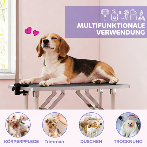 Rootz Dog Grooming Table - Pet Grooming Station - Foldable Table - Non-Slip Surface - Sturdy & Safe - 81x48.5x80 cm - Black