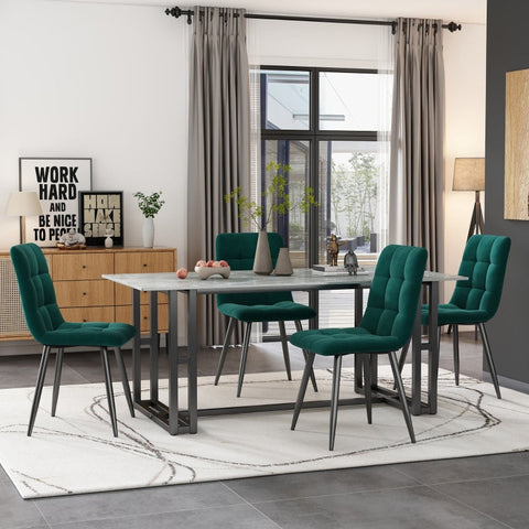 Rootz Set of 4 Dining Chairs - Velvet Chairs - Padded Seating - Ergonomic Design - 44cm x 46cm x 86cm