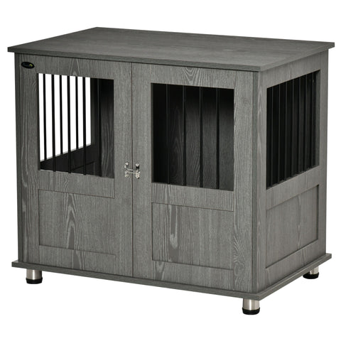 Rootz Dog Crate - Pet Crate - Dog Kennel with Lock - Secure Design - 85 x 55 x 75 cm - Grey