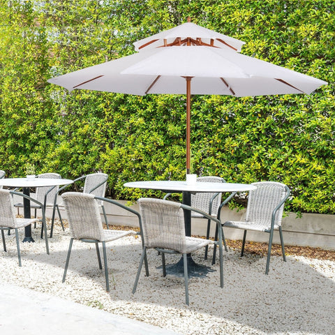 Rootz Wooden Parasol - Garden Umbrella - Outdoor Shade - Durable & Weather-Resistant - Easy to Operate - Enhanced Stability - Ø265x H264 cm