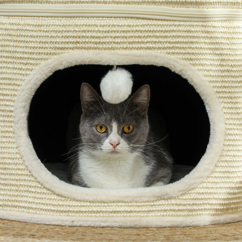 Rootz Modular Cat Tower - Scratching Tree - Cat Condo - 3 Levels Comfort - Ø 51 x 69 cm Brown