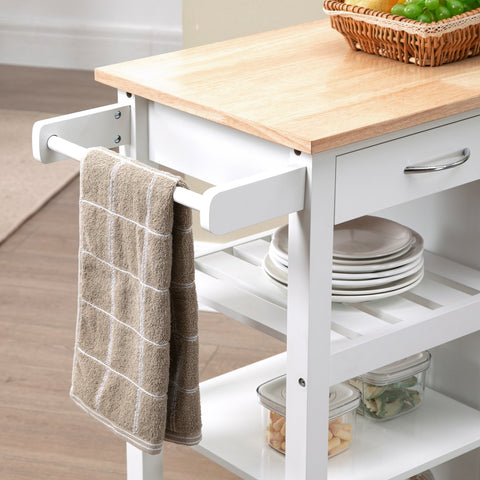 Rootz Kitchen Trolley Modern Serving Cart - Kitchen Island - Rolling Cart - Metal Handles - 92cm x 40cm x 84cm