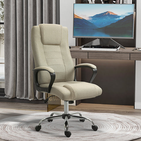 Rootz Office Chair - Desk Chair - Swivel Seat - Height Adjustable - Linen Look - Brown- 62cm x 110-119cm - Enhanced Comfort