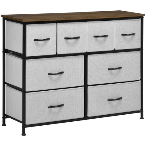 Rootz 8 Drawer Chest - Cabinet Drawer - Fabric Storage - Anti-Tipping Stability - 100 x 30 x 78 cm